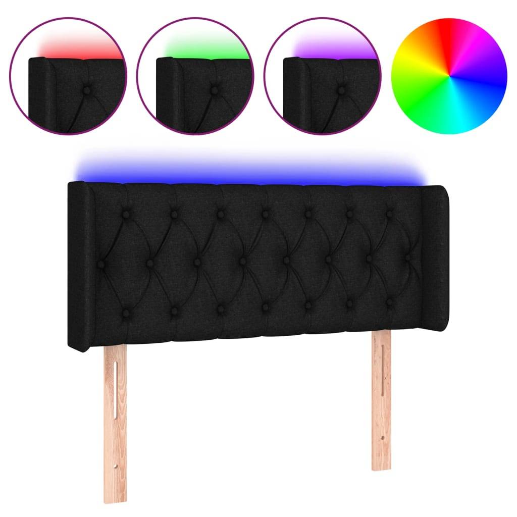 vidaXL LED Kopfteil Schwarz 93x16x78/88 cm Stoff