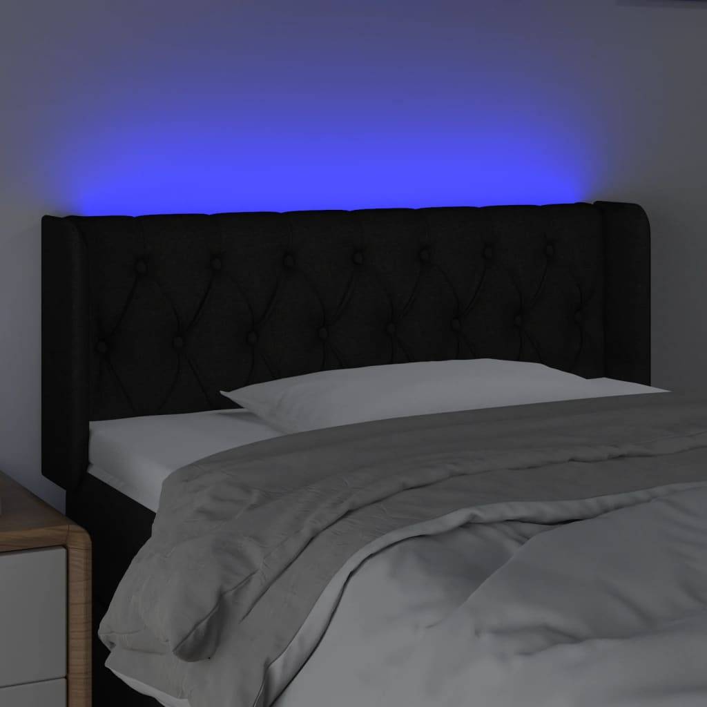 vidaXL LED Kopfteil Schwarz 93x16x78/88 cm Stoff