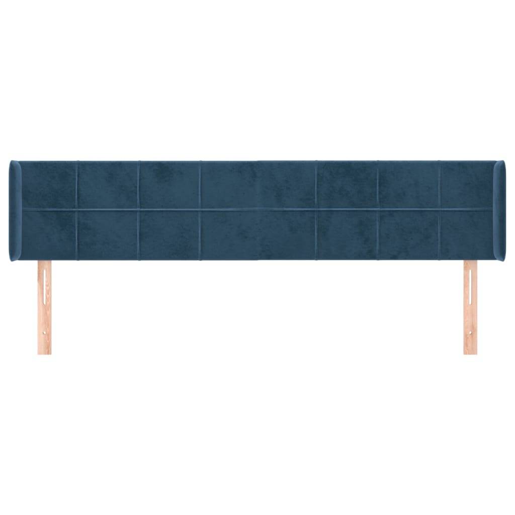 vidaXL Kopfteil mit Ohren Dunkelblau 183x16x78/88 cm Samt