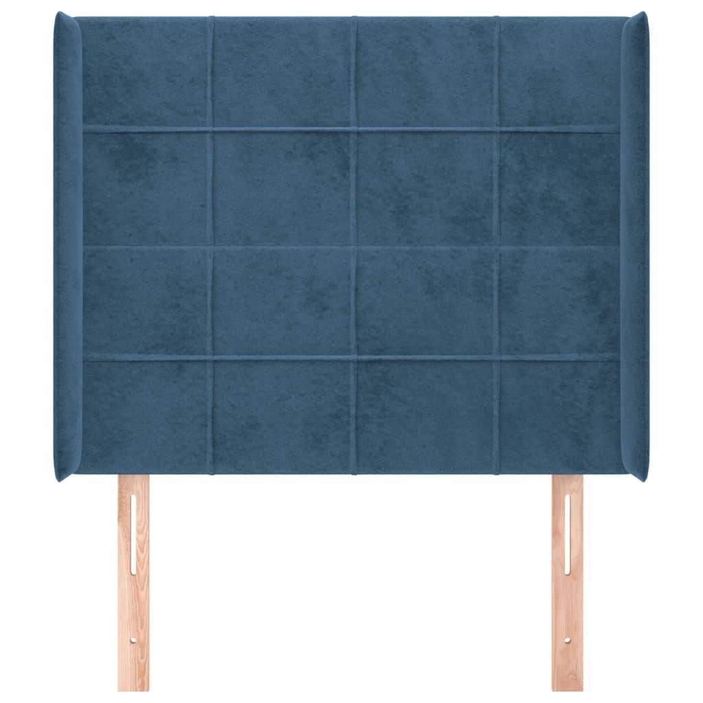 vidaXL Kopfteil mit Ohren Dunkelblau 93x16x118/128 cm Samt