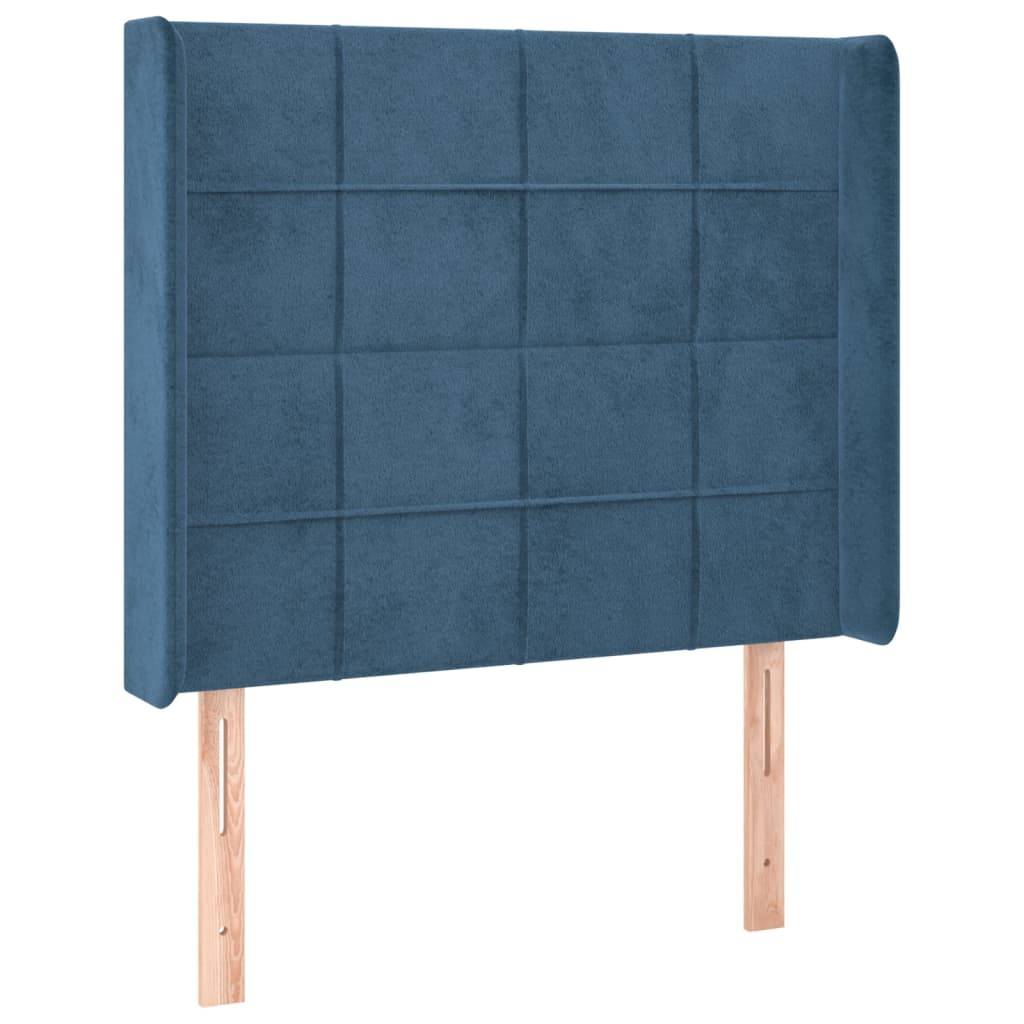 vidaXL Kopfteil mit Ohren Dunkelblau 93x16x118/128 cm Samt