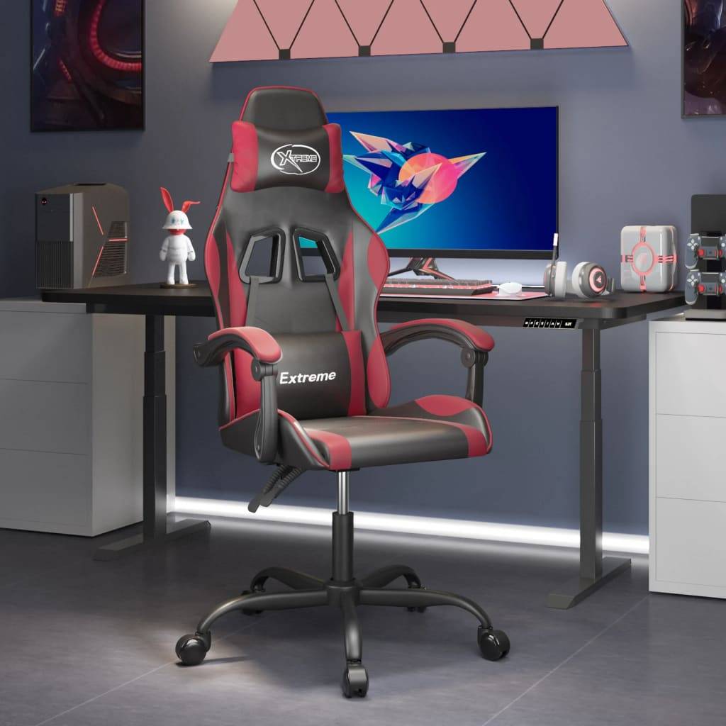 vidaXL Gaming-Stuhl Schwarz und Weinrot Kunstleder