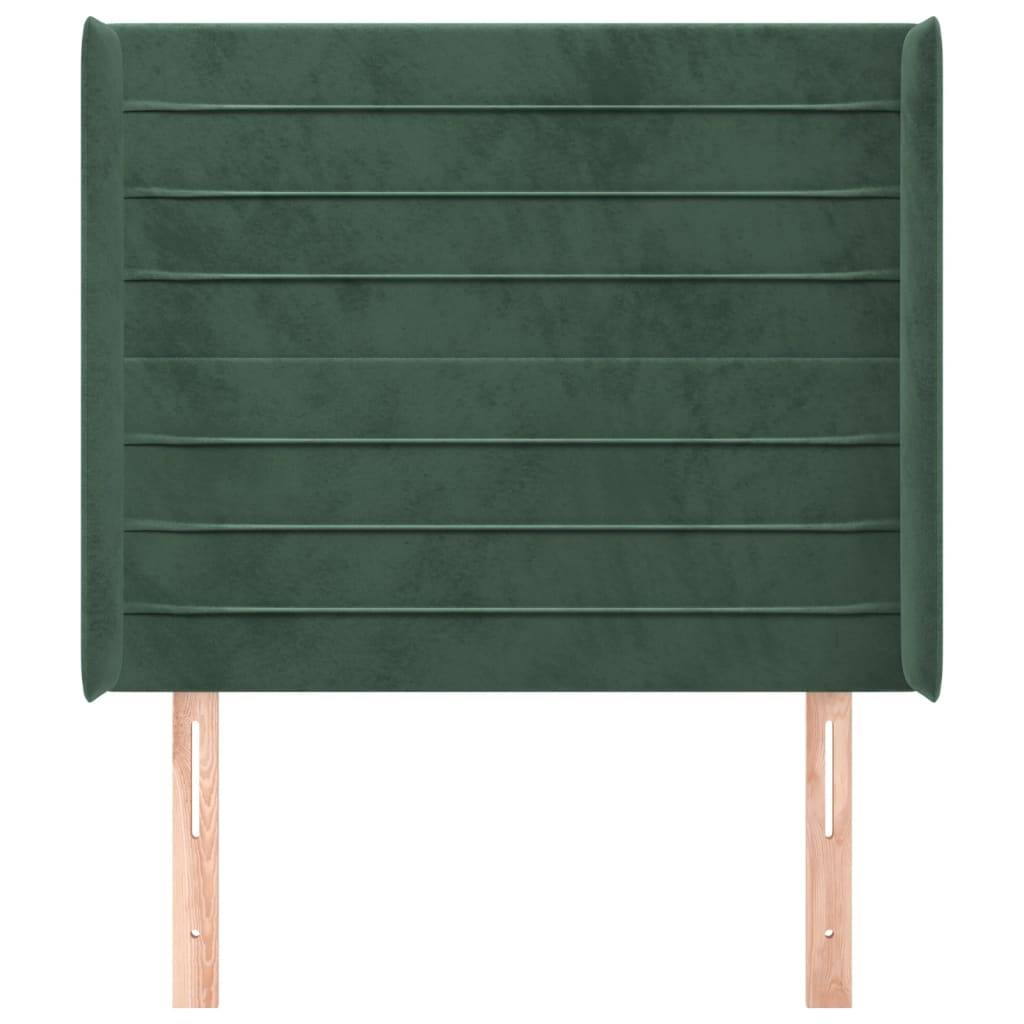 vidaXL Kopfteil mit Ohren Dunkelgrün 103x16x118/128 cm Samt