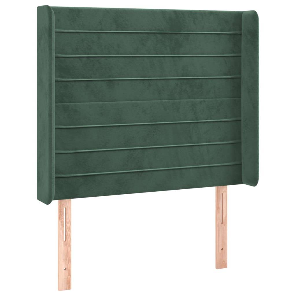vidaXL Kopfteil mit Ohren Dunkelgrün 103x16x118/128 cm Samt