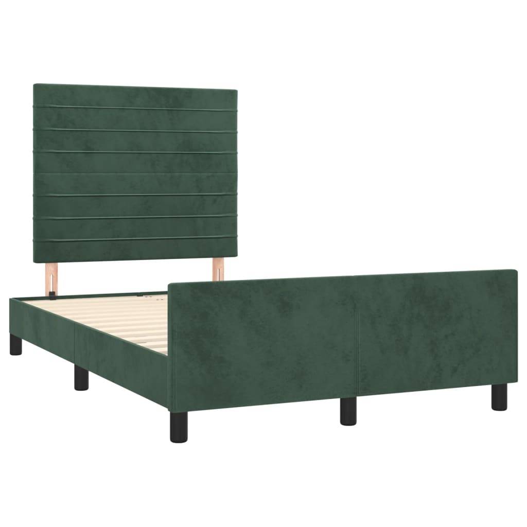 vidaXL Bettgestell ohne Matratze Dunkelgrün 120x200 cm Samt