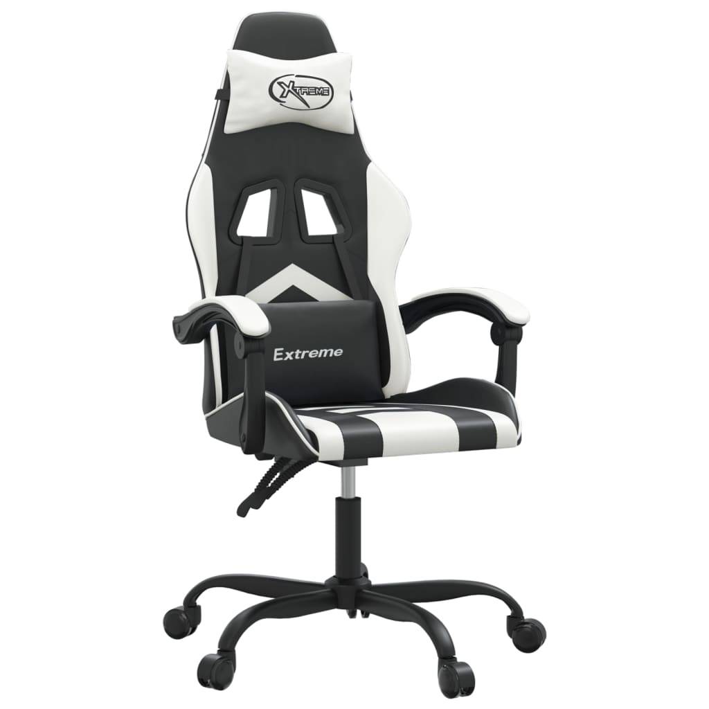 vidaXL Gaming-Stuhl Schwarz und Weiß Kunstleder