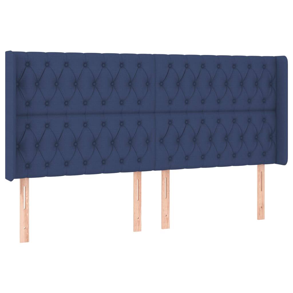 vidaXL LED Kopfteil Blau 183x16x118/128 cm Stoff