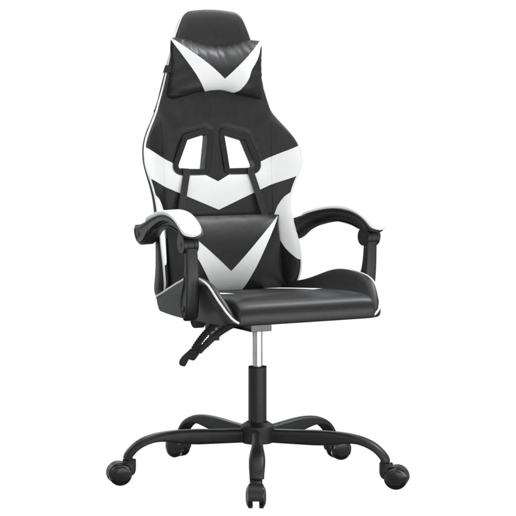 vidaXL Gaming-Stuhl Drehbar Schwarz und Weiß Kunstleder