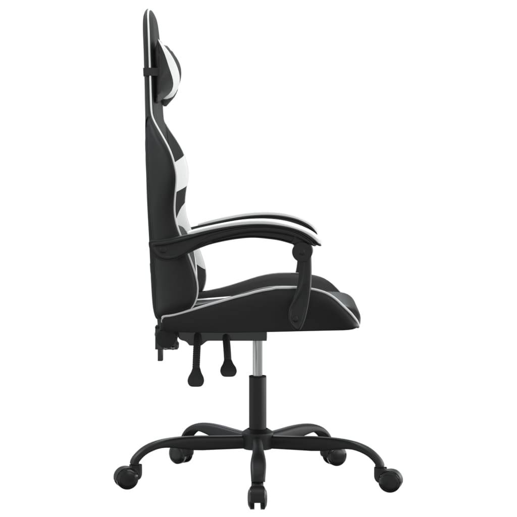 vidaXL Gaming-Stuhl Drehbar Schwarz und Weiß Kunstleder