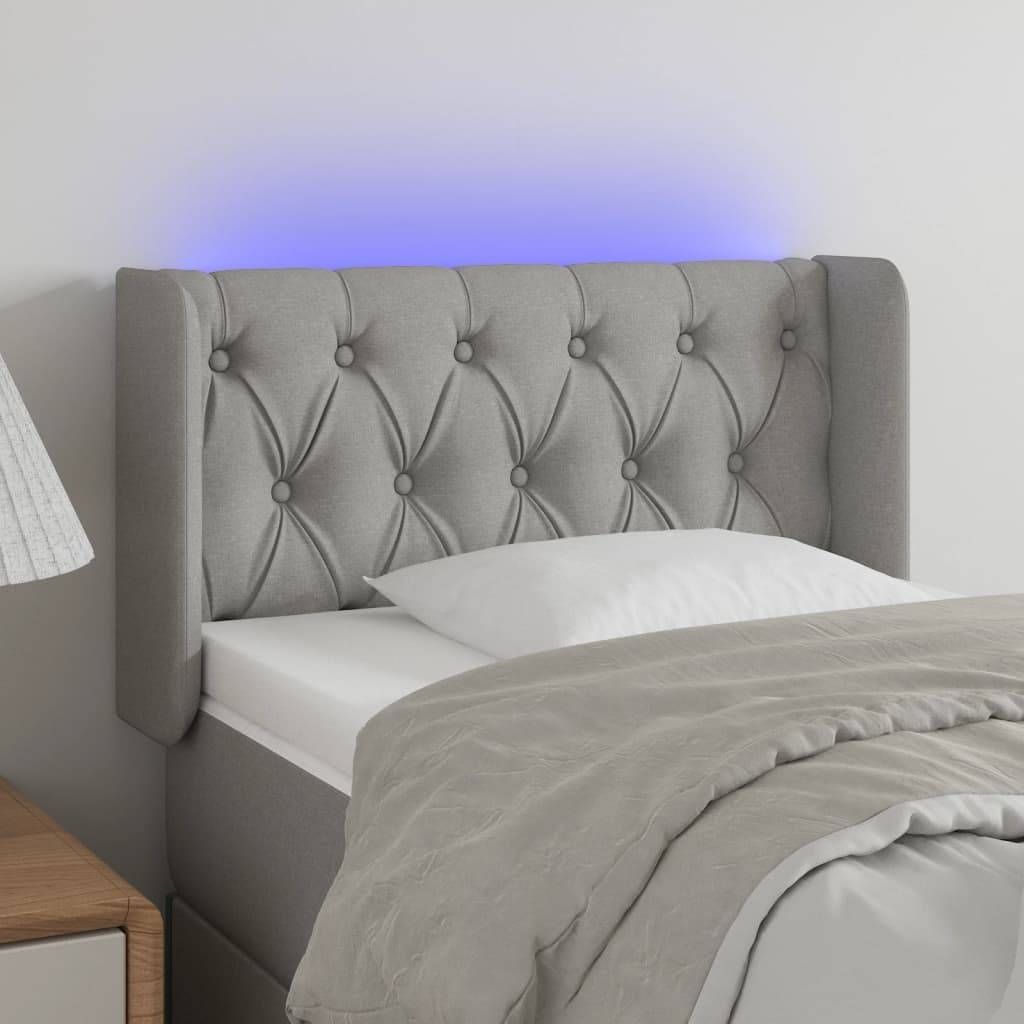 vidaXL LED Kopfteil Hellgrau 83x16x78/88 cm Stoff