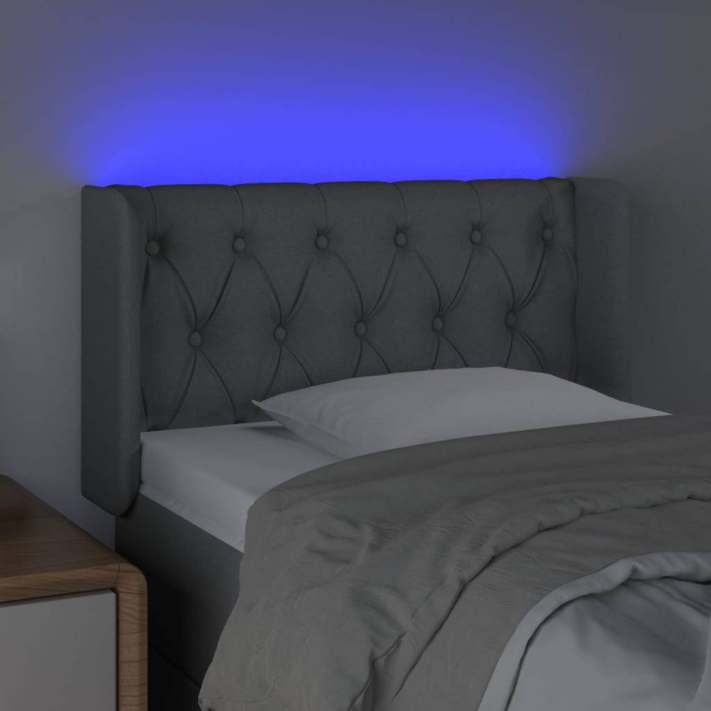 vidaXL LED Kopfteil Hellgrau 83x16x78/88 cm Stoff