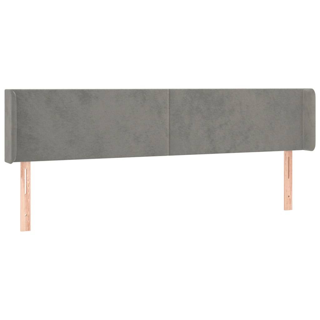 vidaXL Kopfteil mit Ohren Hellgrau 163x16x78/88 cm Samt