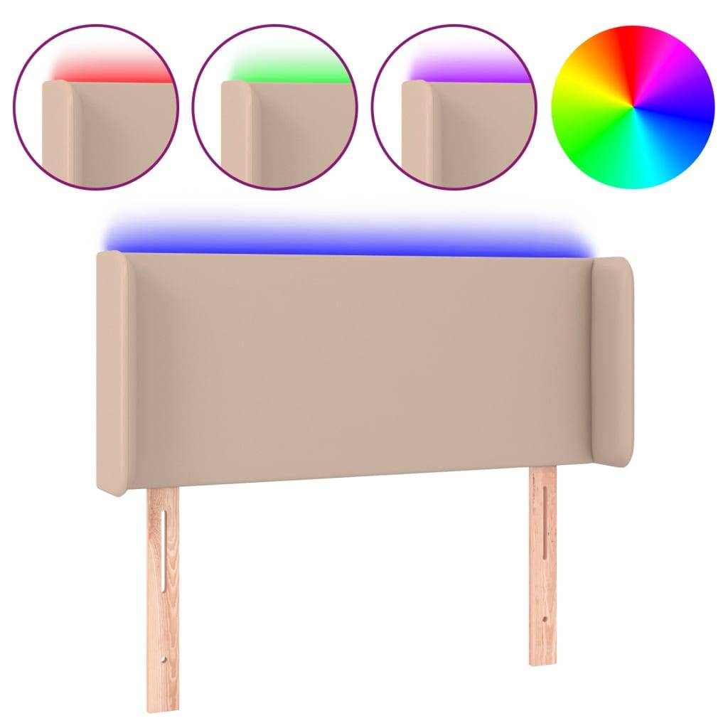 vidaXL LED Kopfteil Cappuccino-Braun 93x16x78/88 cm Kunstleder