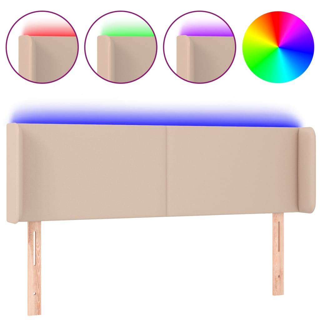 vidaXL LED Kopfteil Cappuccino-Braun 147x16x78/88 cm Kunstleder