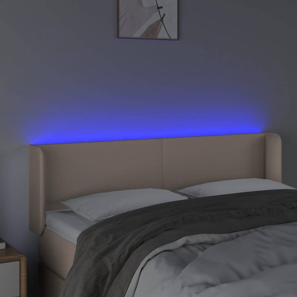 vidaXL LED Kopfteil Cappuccino-Braun 147x16x78/88 cm Kunstleder