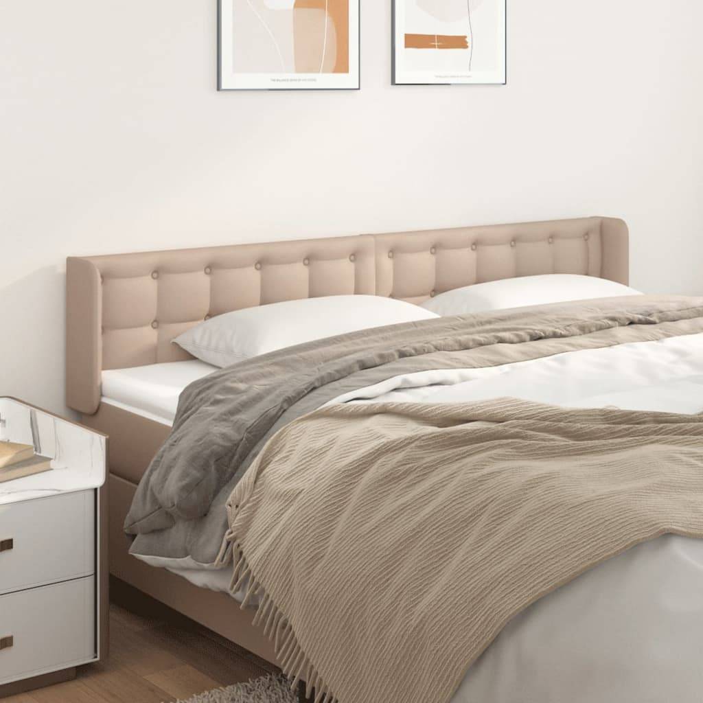 vidaXL Kopfteil mit Ohren Cappuccino-Braun 203x16x78/88 cm Kunstleder
