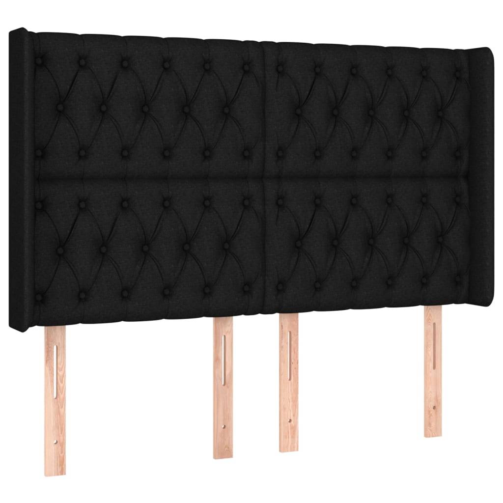 vidaXL Kopfteil mit Ohren Schwarz 163x16x118/128 cm Stoff