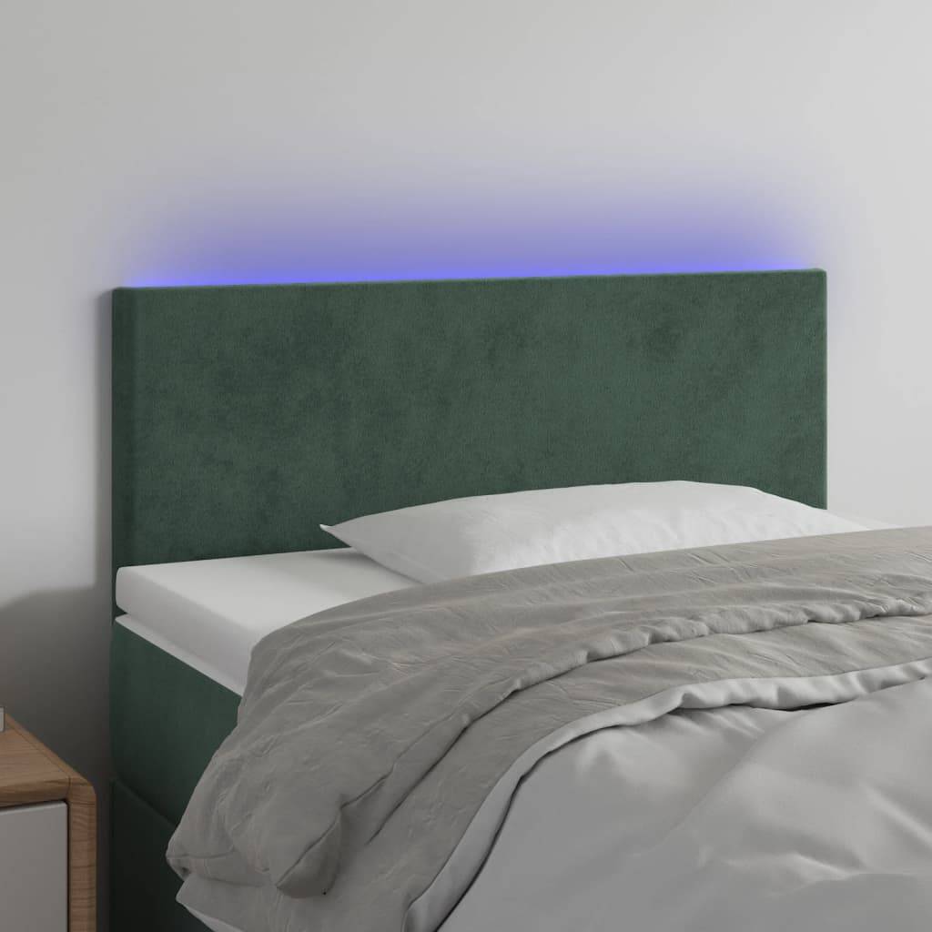 vidaXL LED Kopfteil Dunkelgrün 90x5x78/88 cm Samt