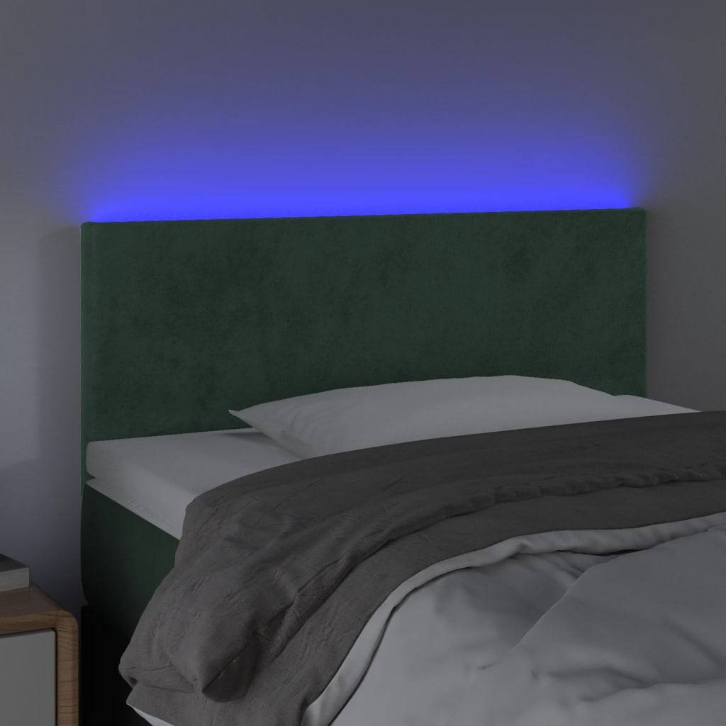 vidaXL LED Kopfteil Dunkelgrün 90x5x78/88 cm Samt