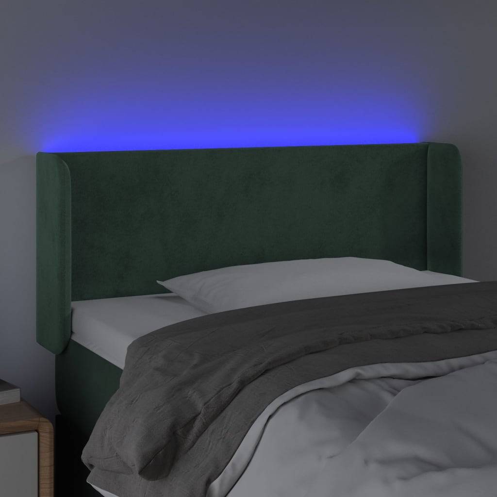 vidaXL LED Kopfteil Dunkelgrün 103x16x78/88 cm Samt