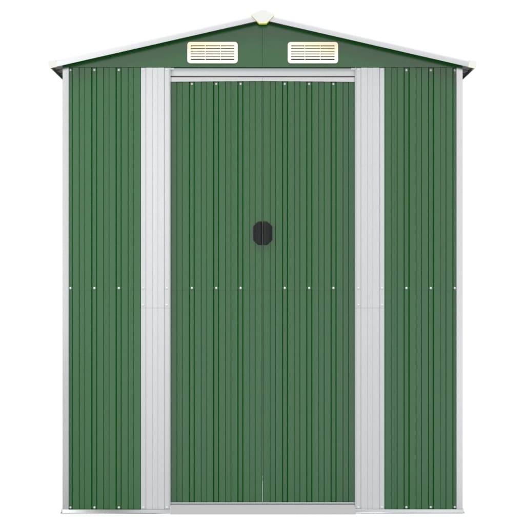 vidaXL Geräteschuppen Grün 192x357x223 cm Verzinkter Stahl