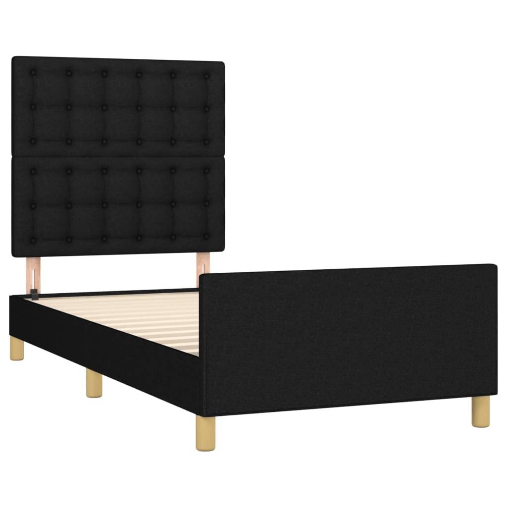 vidaXL Bettgestell mit Kopfteil Schwarz 80x200 cm Stoff