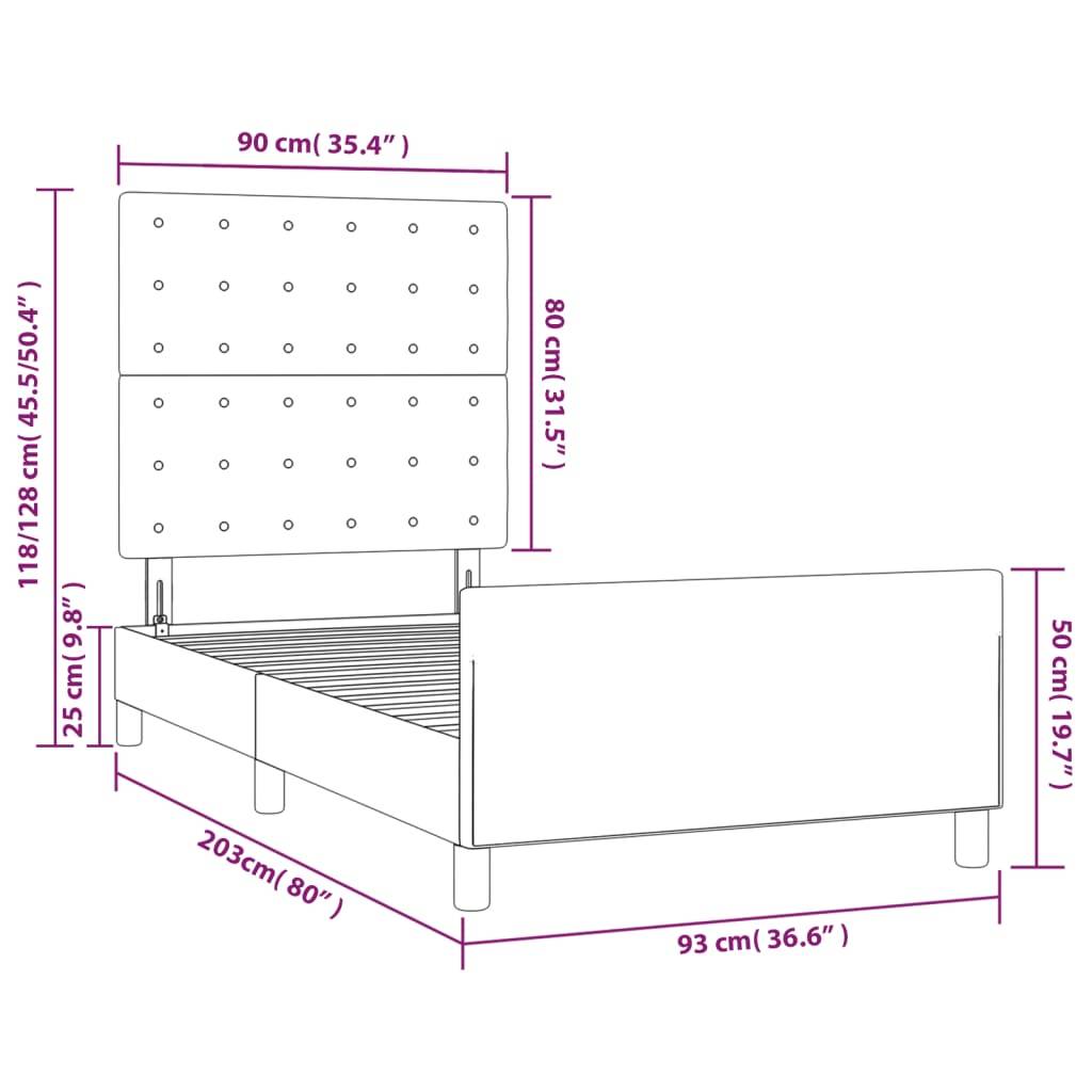 vidaXL Bettgestell ohne Matratze Dunkelgrün 90x200 cm Samt