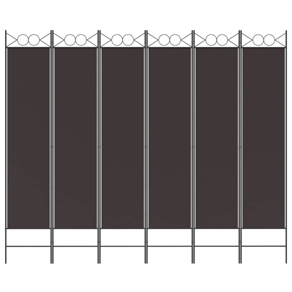 vidaXL 6-tlg. Paravent Braun 200x200 cm Stoff