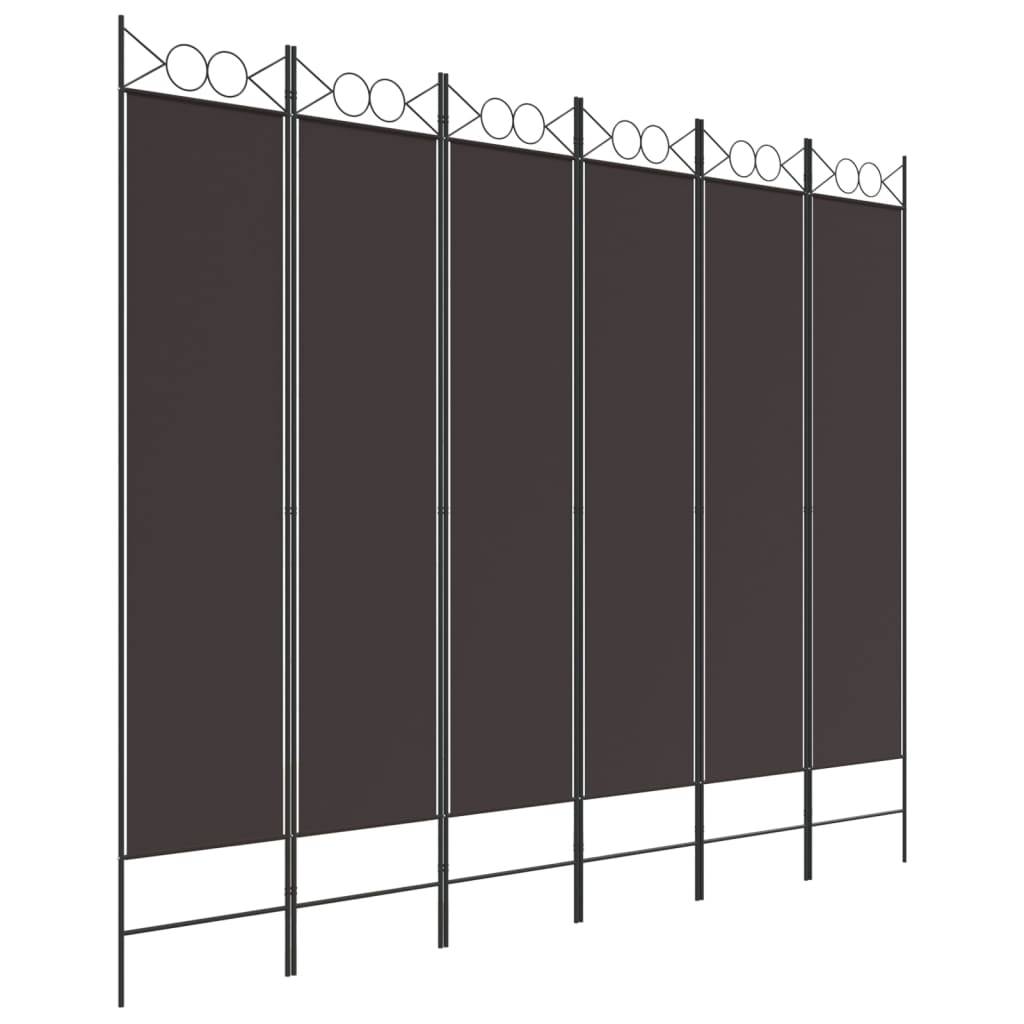 vidaXL 6-tlg. Paravent Braun 200x200 cm Stoff
