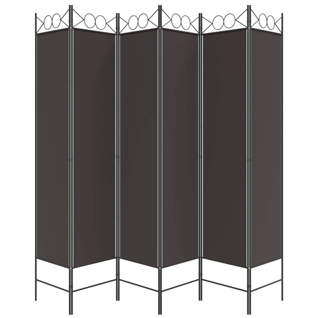 vidaXL 6-tlg. Paravent Braun 200x200 cm Stoff