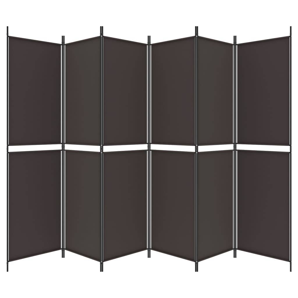 vidaXL 6-tlg. Paravent Braun 300x200 cm Stoff