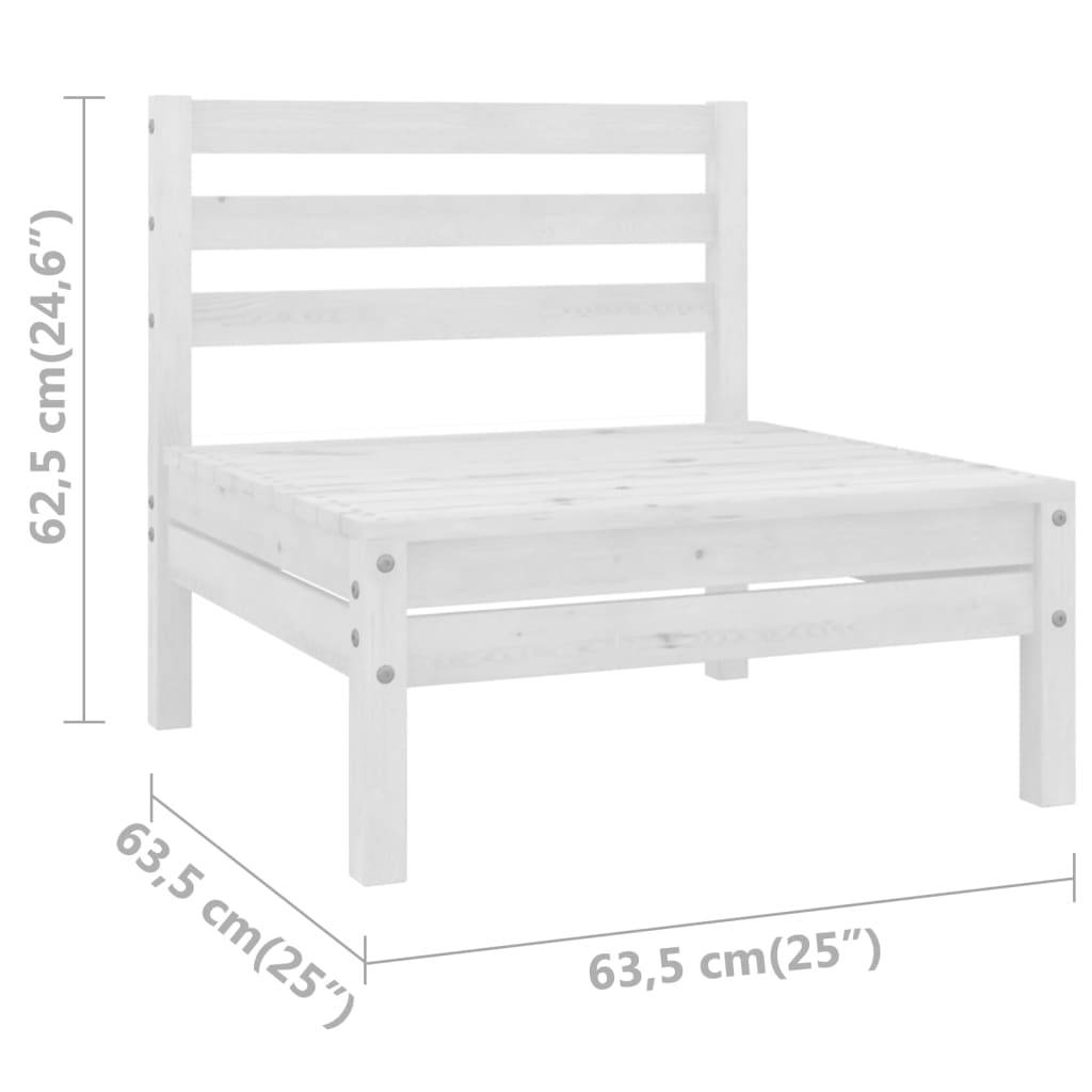 vidaXL Garten-Mittelsofa Weiß Massivholz Kiefer
