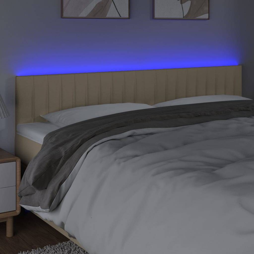 vidaXL LED Kopfteil Creme 200x5x78/88 cm Stoff