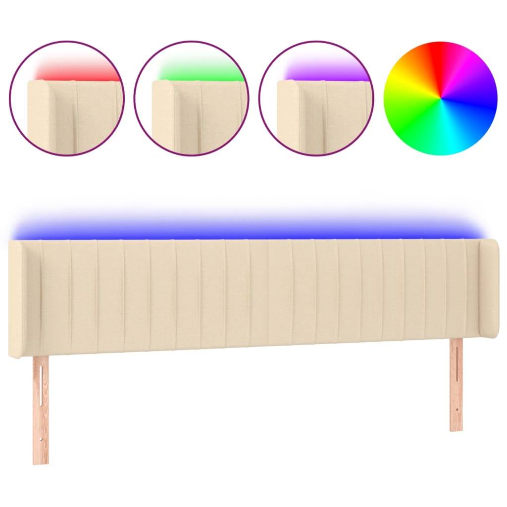 vidaXL LED Kopfteil Creme 183x16x78/88 cm Stoff