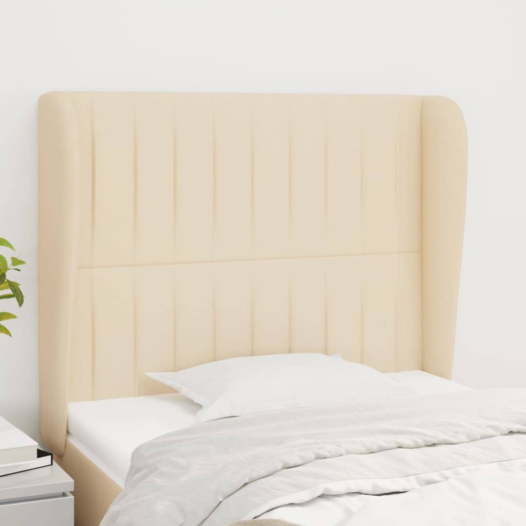 vidaXL Kopfteil mit Ohren Creme 83x23x118/128 cm Stoff