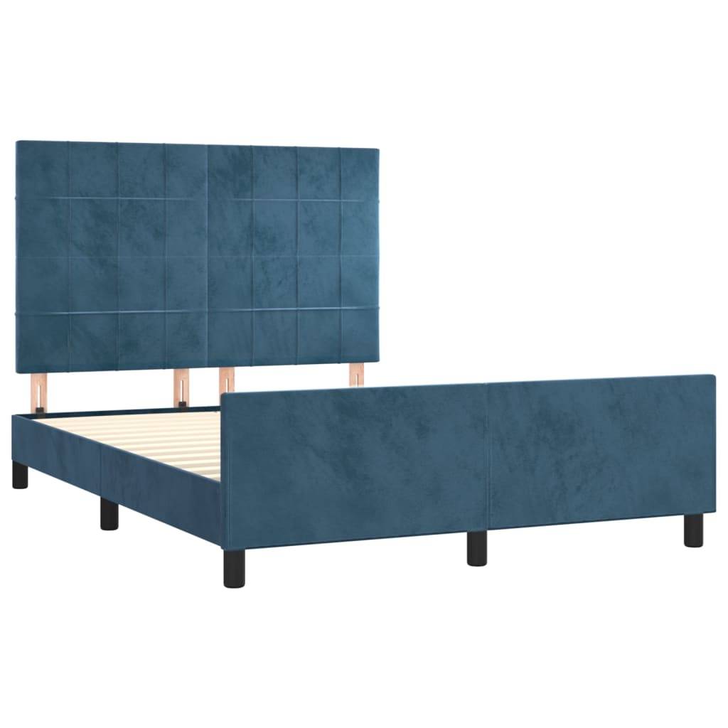 vidaXL Bettgestell ohne Matratze Dunkelblau 140x190 cm Samt