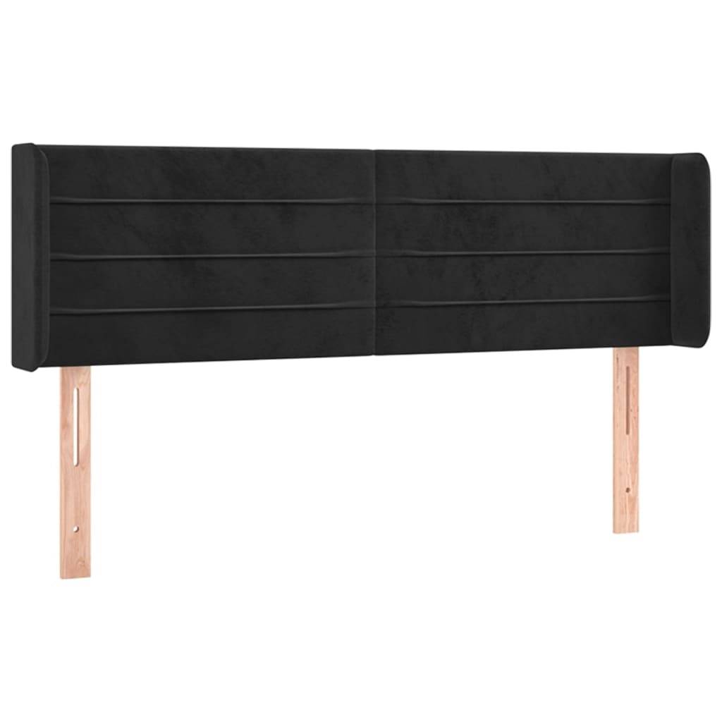vidaXL Kopfteil mit Ohren Schwarz 147x16x78/88 cm Samt