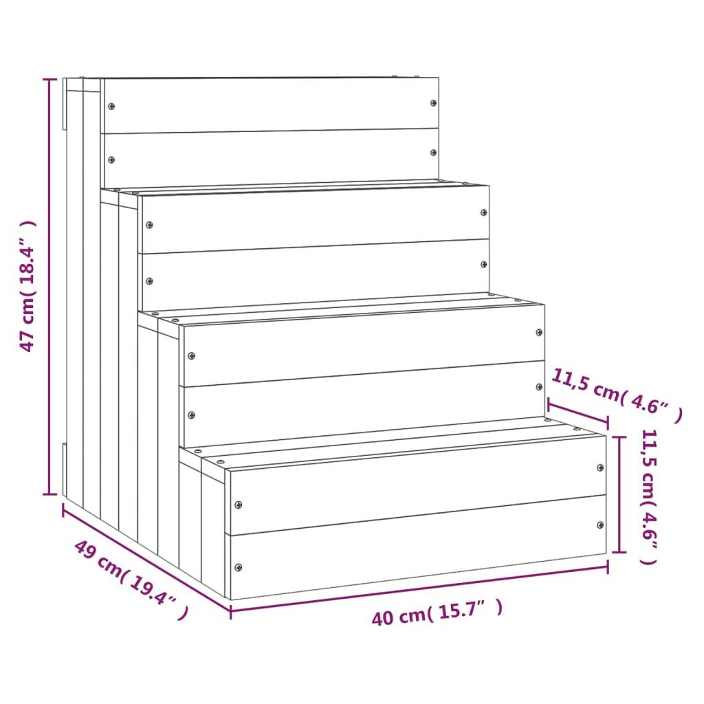 vidaXL Haustiertreppe 40x49x47 cm Massivholz Kiefer