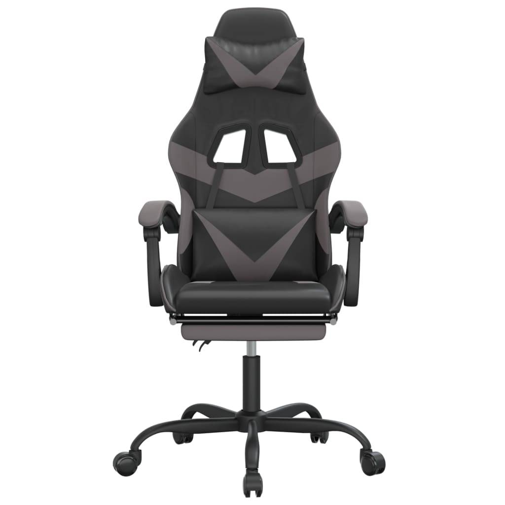 vidaXL Gaming-Stuhl mit Fußstütze Schwarz und Grau Kunstleder