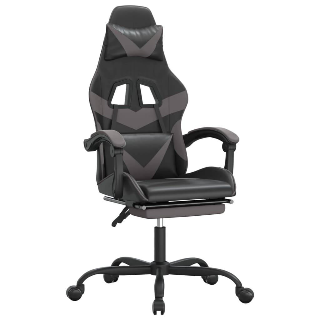 vidaXL Gaming-Stuhl mit Fußstütze Schwarz und Grau Kunstleder