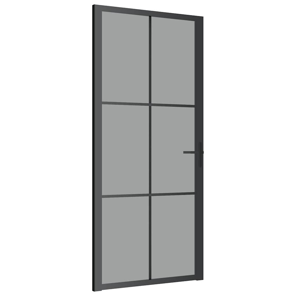 vidaXL Innentür 93x201,5 cm Schwarz ESG-Glas und Aluminium