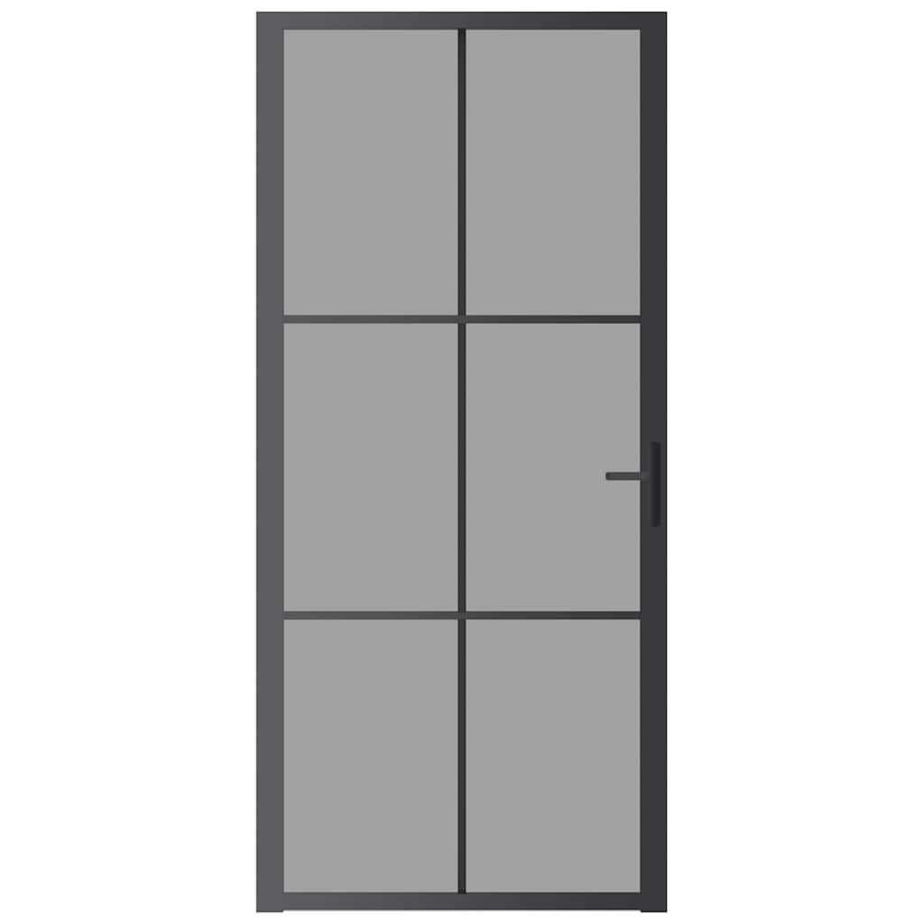 vidaXL Innentür 93x201,5 cm Schwarz ESG-Glas und Aluminium