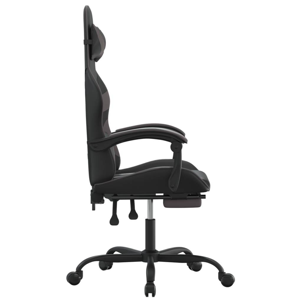 vidaXL Gaming-Stuhl mit Fußstütze Drehbar Schwarz & Grau Kunstleder