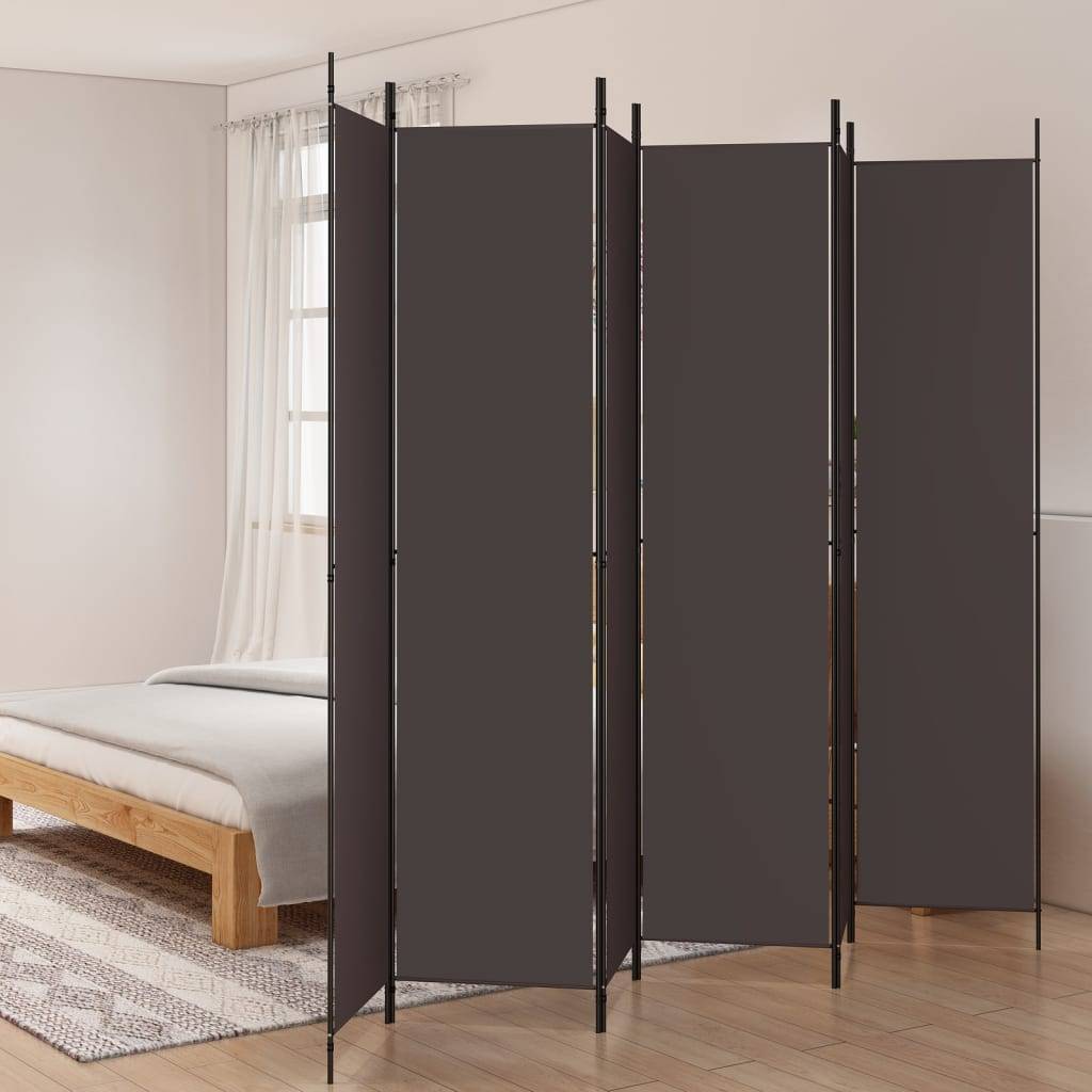 vidaXL 6-tlg. Paravent Braun 300x220 cm Stoff