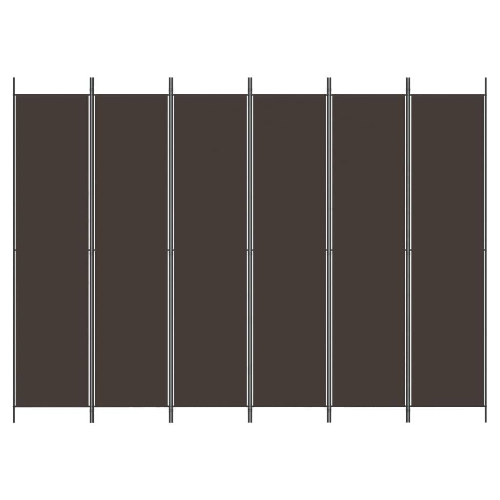 vidaXL 6-tlg. Paravent Braun 300x220 cm Stoff