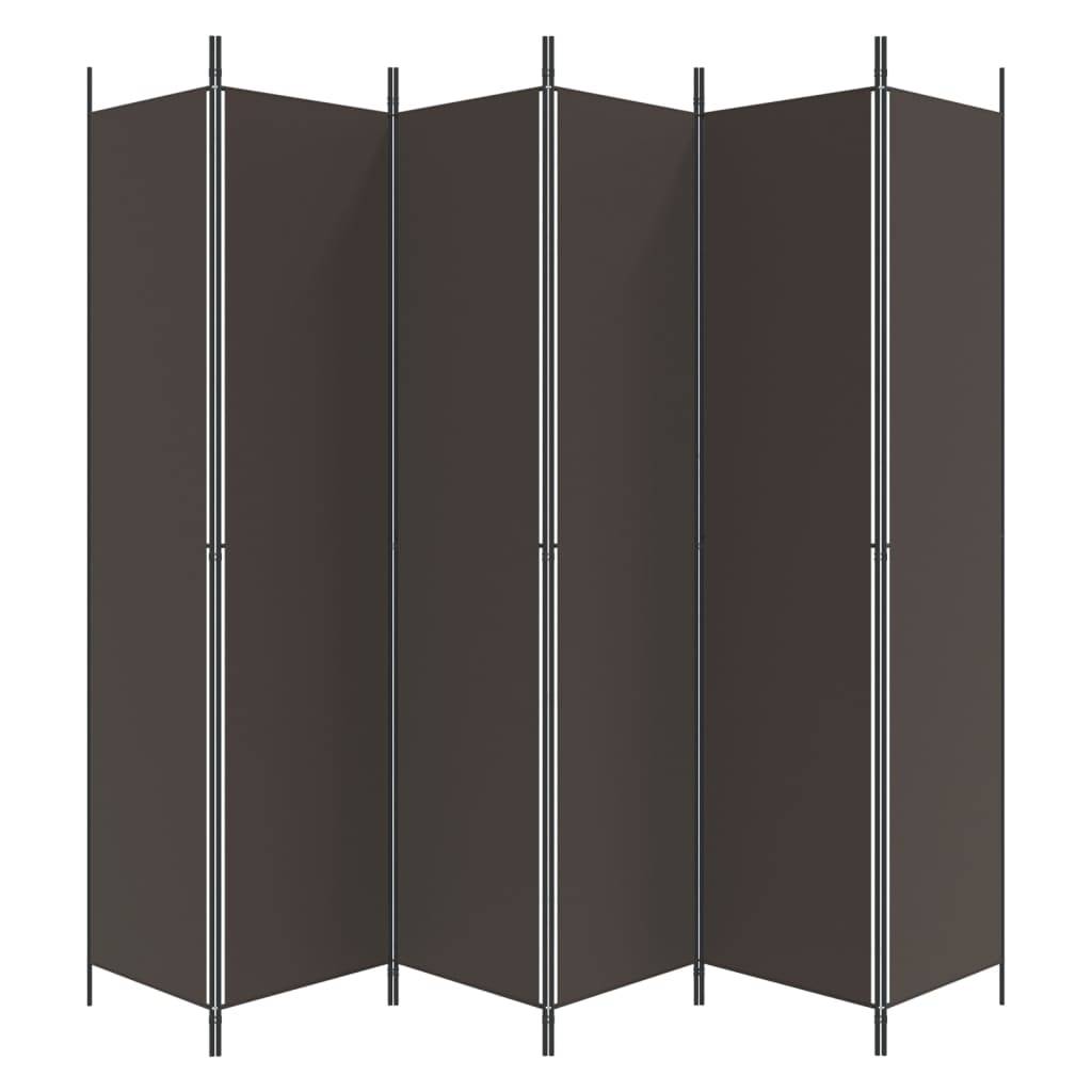 vidaXL 6-tlg. Paravent Braun 300x220 cm Stoff