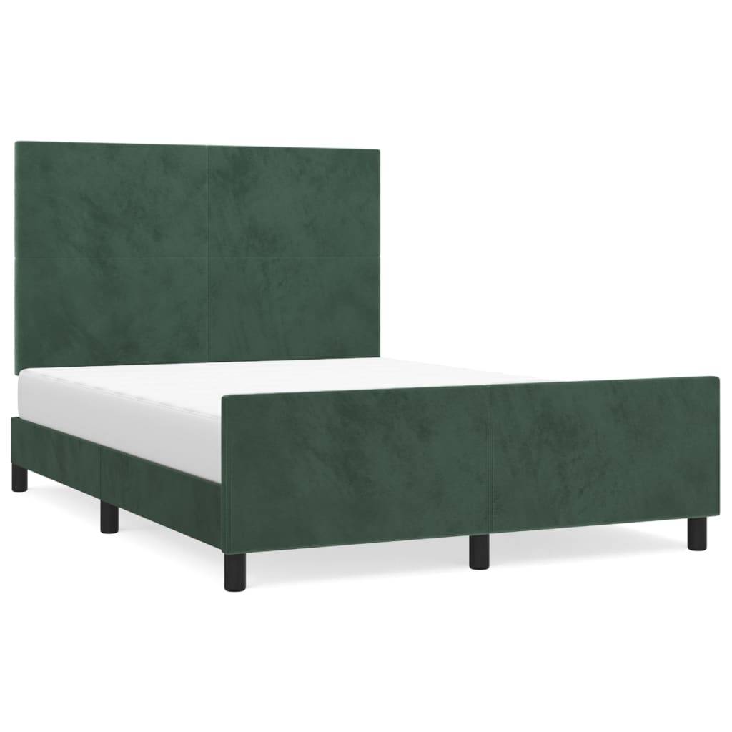 vidaXL Bettgestell ohne Matratze Dunkelgrün 140x190 cm Samt