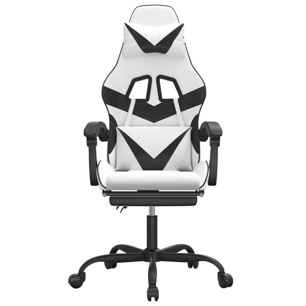 vidaXL Gaming-Stuhl mit Fußstütze Drehbar Weiß & Schwarz Kunstleder