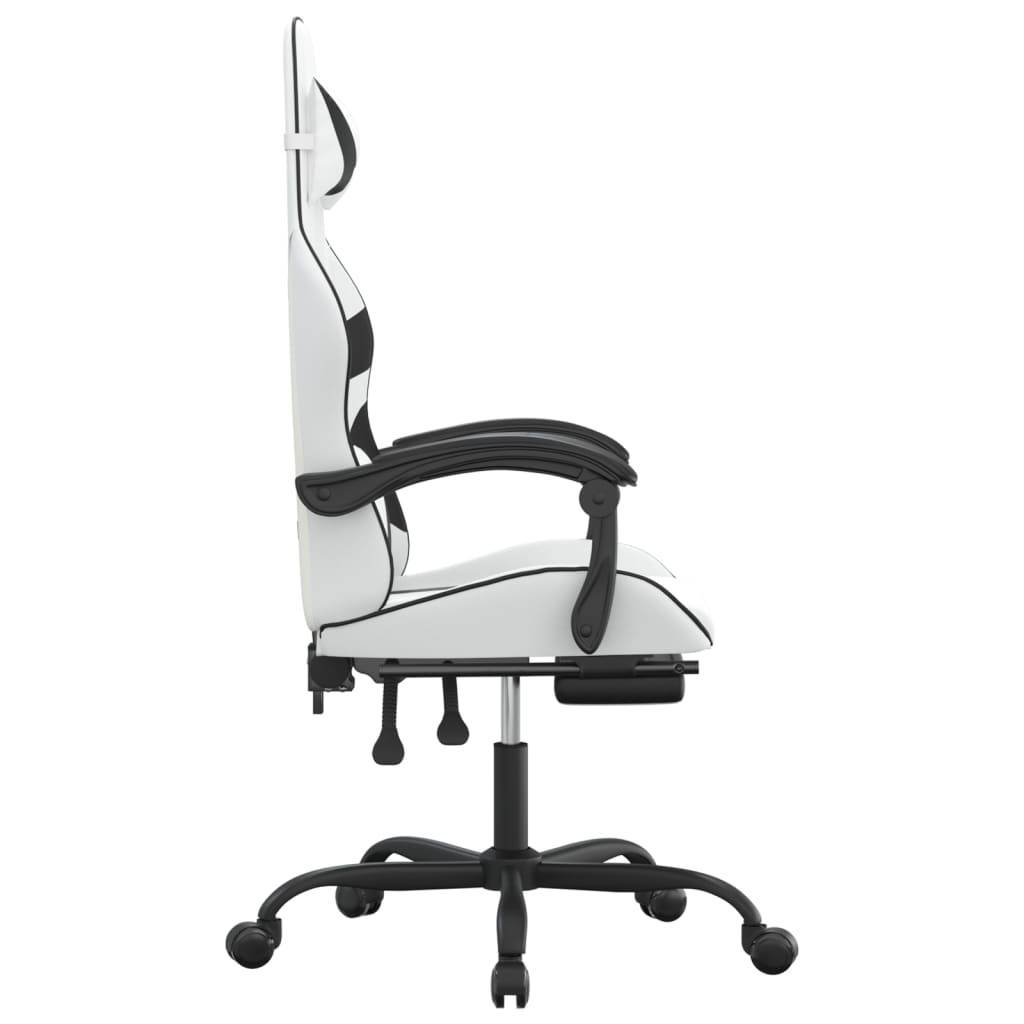 vidaXL Gaming-Stuhl mit Fußstütze Drehbar Weiß & Schwarz Kunstleder