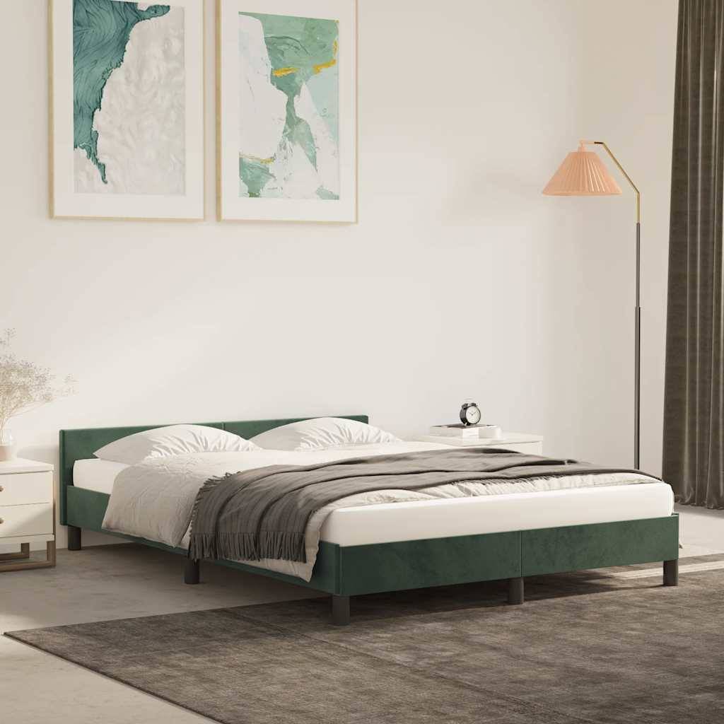 vidaXL Bettgestell ohne Matratze Dunkelgrün 140x200 cm Samt